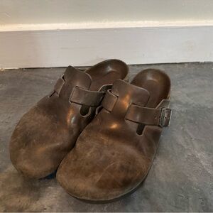 Birkenstock Boston (Iron) oiled Grey Leather Soft Footbed size 7 regular